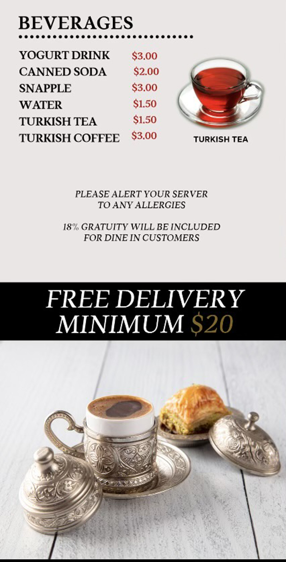Hudson Kebab House Menu