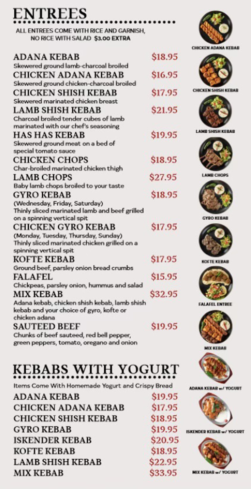 Hudson Kebab House Menu
