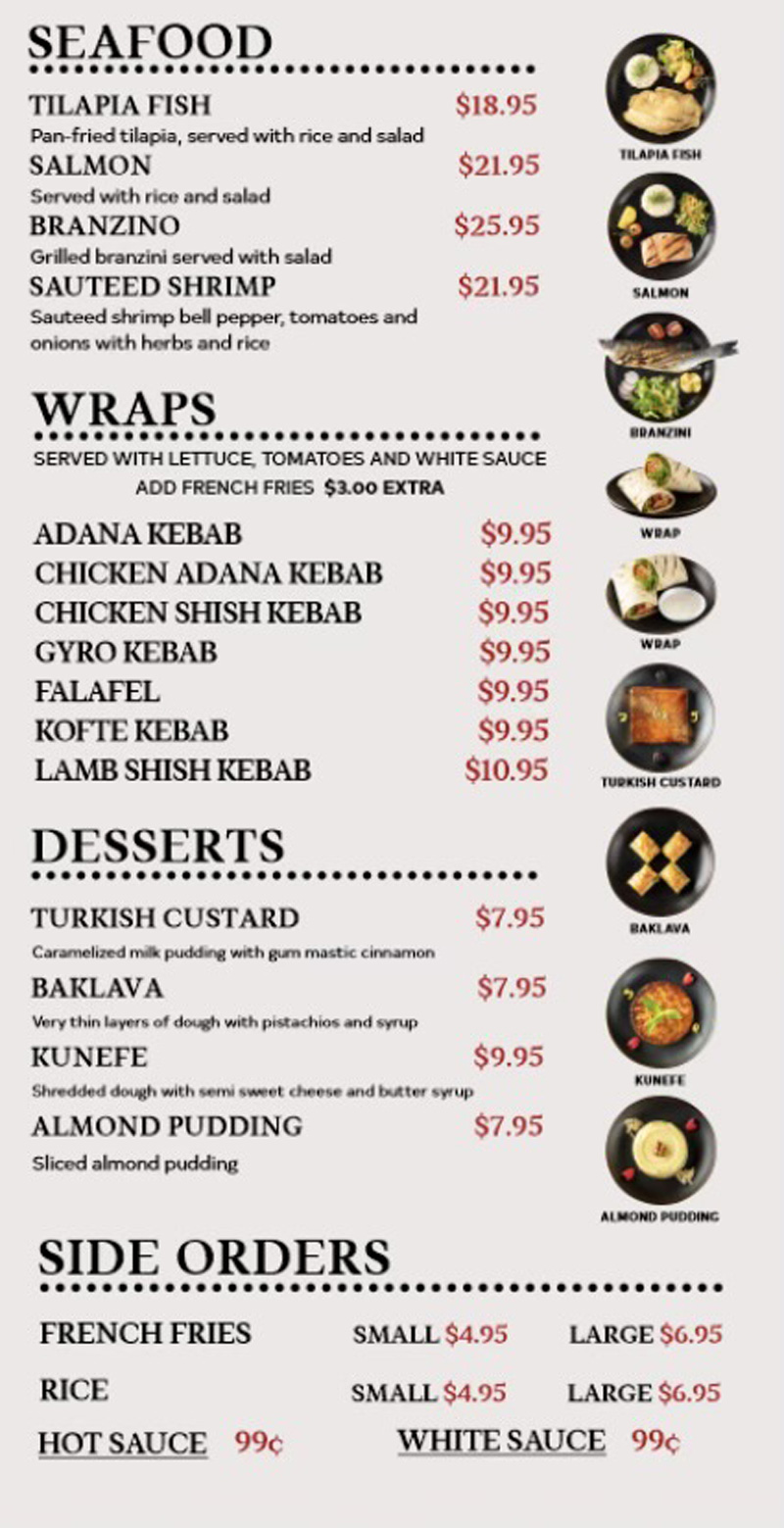 Hudson Kebab House Menu