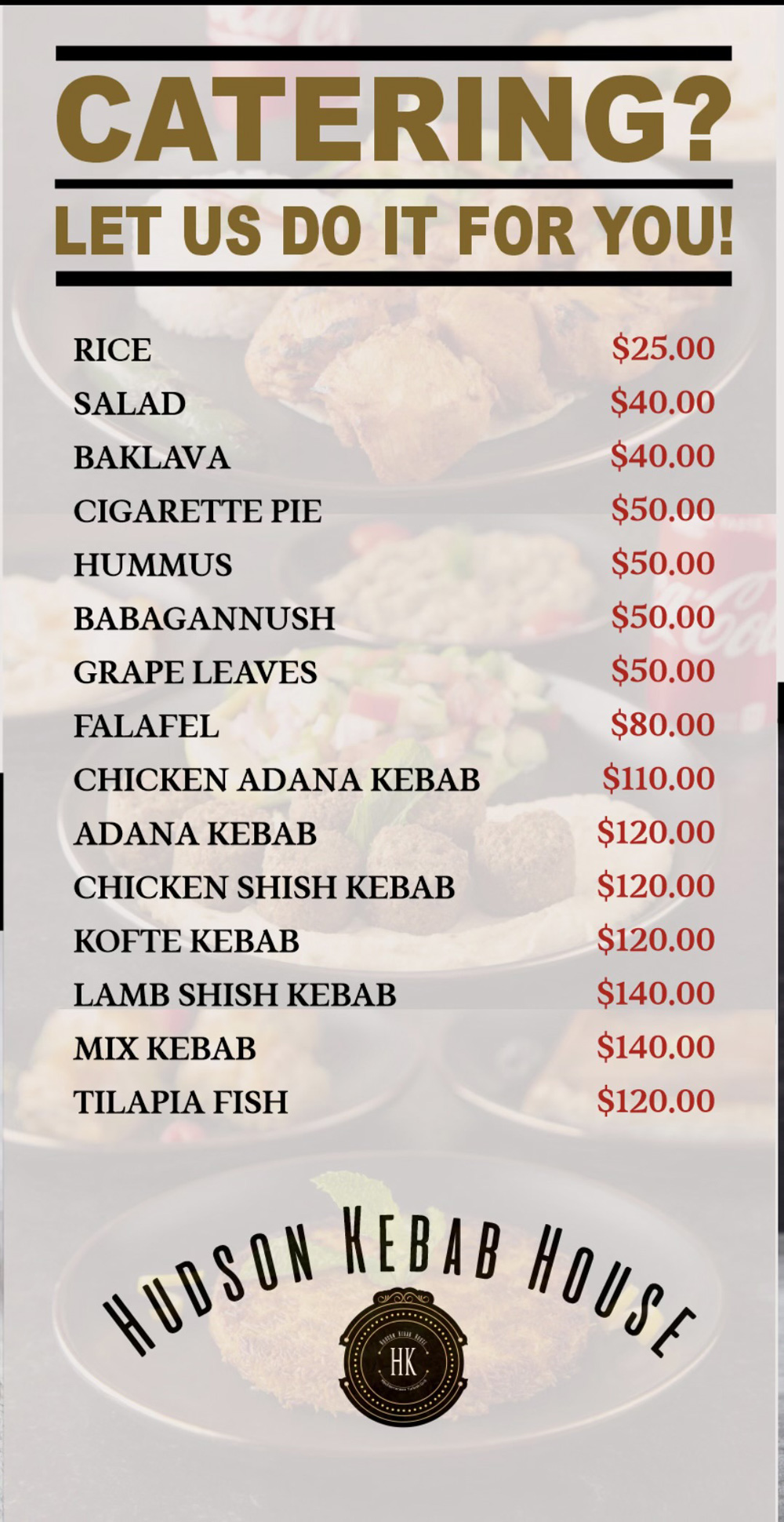 Hudson Kebab House Menu